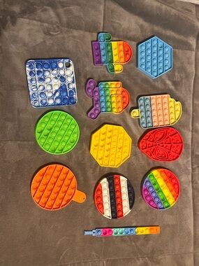 Assorted Rainbow Kids Pop Fidget Toys - Colorful Sensory Set